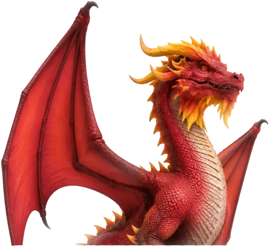 A magnificent red and gold dragon